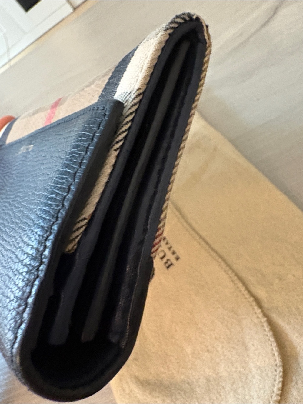 Burberry Navy Blue Pebbled Leather House Check Continental Long Wallet Italy - Picture 16 of 16